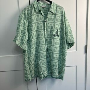 Disney D23 Kevin and Jody Collection Button Up Men's Shirt Green Size 2XL Rare
